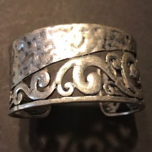 Decorative Silvertone Cuff Bracelet